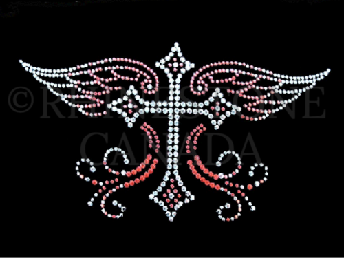Large Cross Red & Clear - Hotfix Motif